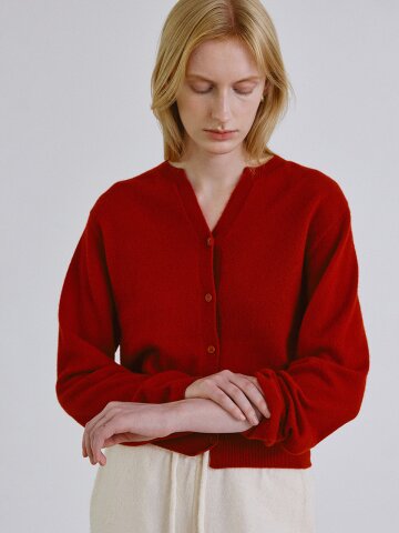 [5/19 예약출고] Cashmere whole garment round cardigan_RED