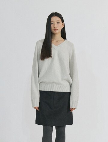 [1차] Cashmere reglan v neck knit_LIGHT GREY