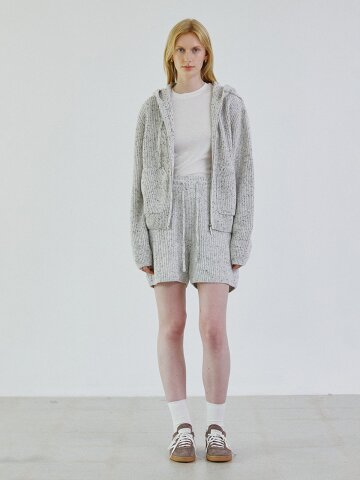 Nef wool knit half pants_LIGHT GREY