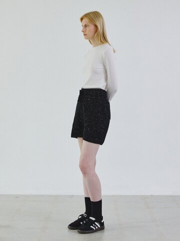 Nef wool knit half pants_BLACK