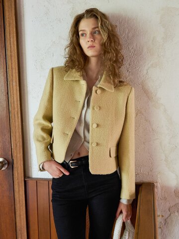 Boucle collar crop jacket_BUTTER