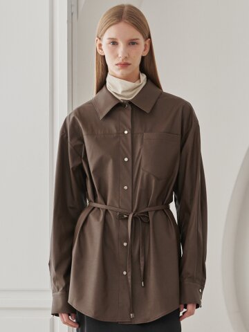 Belted Leather Shirts - Brown