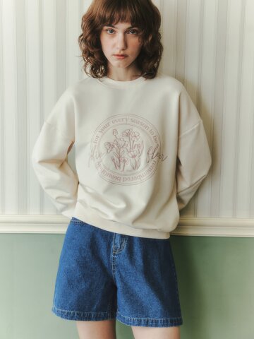 [5컬러] 플라워 레터링 맨투맨