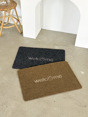 웰컴 뭉삼 자수 도어매트