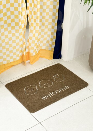 웰컴 뭉쓰리 자수 도어매트