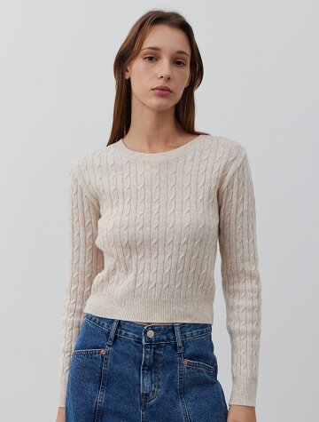  Classic Cable Knit TOP_CREAM