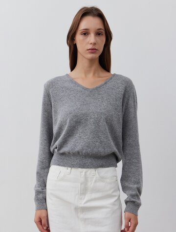 Chic V-Neck Knit_GRAY