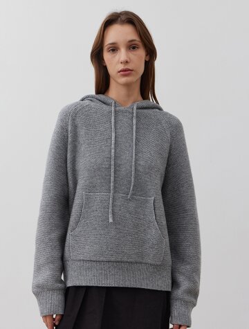 Dual Knit Hooded Pullover_GRAY