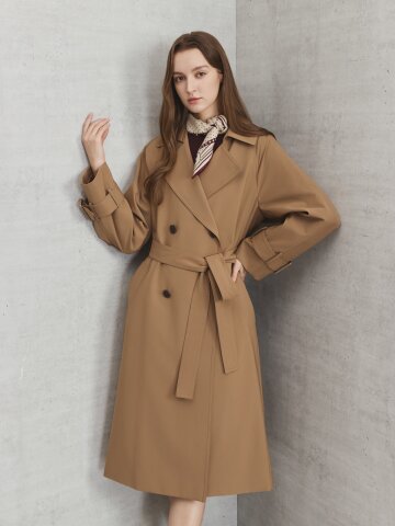 백 플랩 더블 버튼 트렌치 코트 