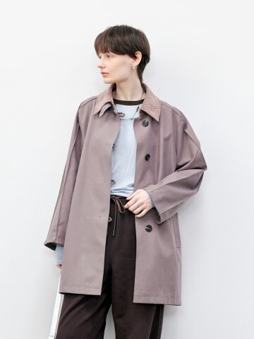 TG_Corduroy lapel mid-length coat_2color