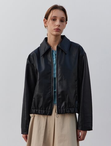 Basic Leather Utility Jacket_BLACK