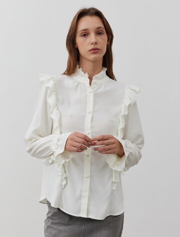 RUFFLEDE BLOUSE-IVORY