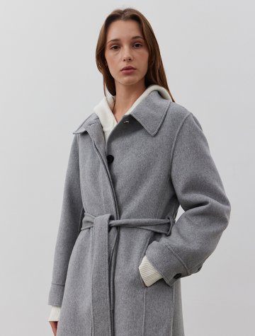 Button Point Handmade Coat-GRAY