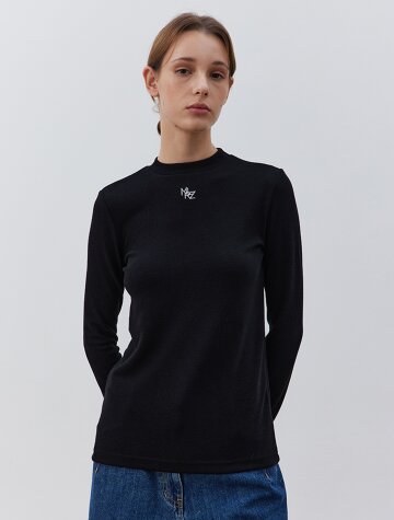 CASEL RIBBED T-SHIRT-BLACK