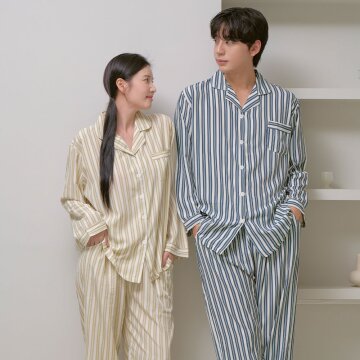 티포니 긴팔 봄가을 커플 잠옷 투피스 홈웨어 파자마 5colors