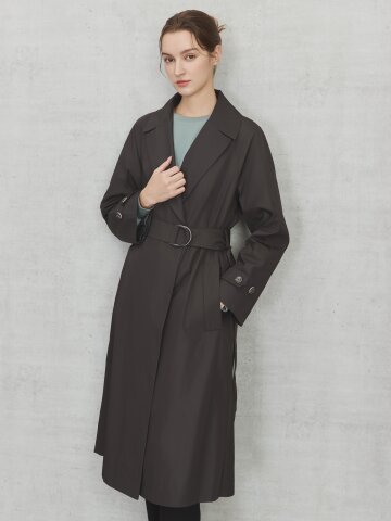 백 스트링 히든 버튼 트렌치 코트 