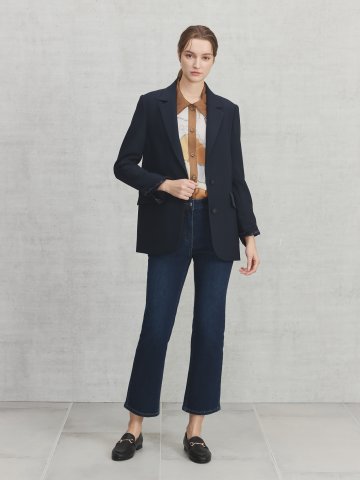 백 밴딩 부츠컷 데님 팬츠 