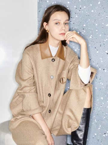 울 레더 칼라 셔츠 점퍼 