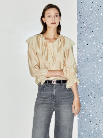 디테일 레이스 블라우스  