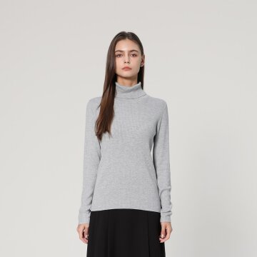 캐시미어 블렌드 리브드 하이넥 니트 풀오버 (UFJKTN348S-GREY)