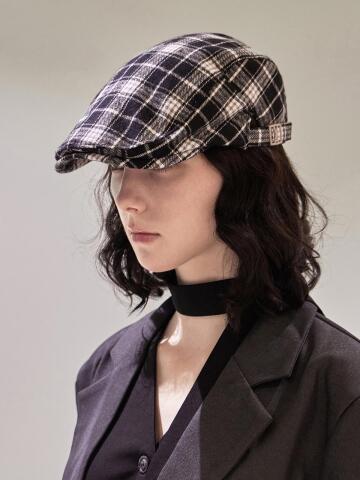 VA 스퀘어 벨트 체크 헌팅 캡 블랙체크