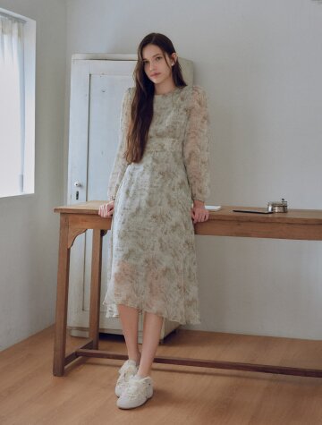 IT_Patterned round neck dress_2color