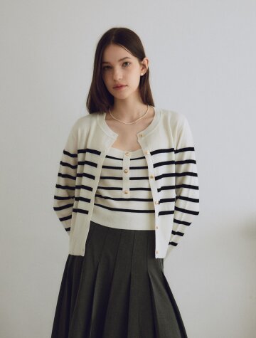 IT_Stripe cardigan two-piece set_2color