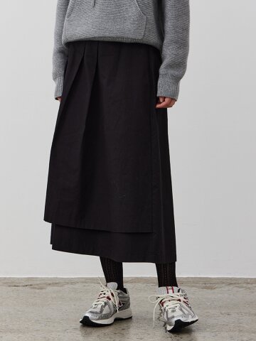 Belted Layered Maxi Skirt_BLACK
