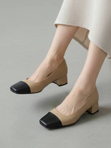 머랭고 천연소가죽 투톤 클래식펌프스 4cm M24F05L