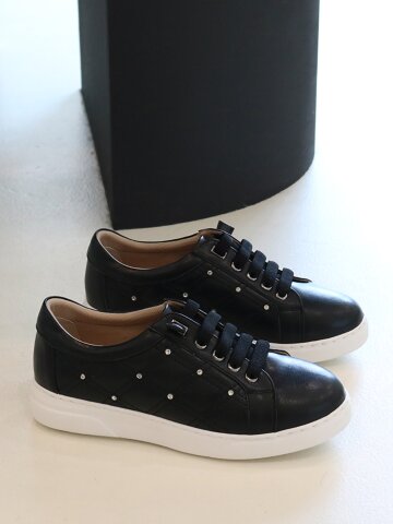 소가죽 경량 큐빅 스니커즈 3cm M24F06L