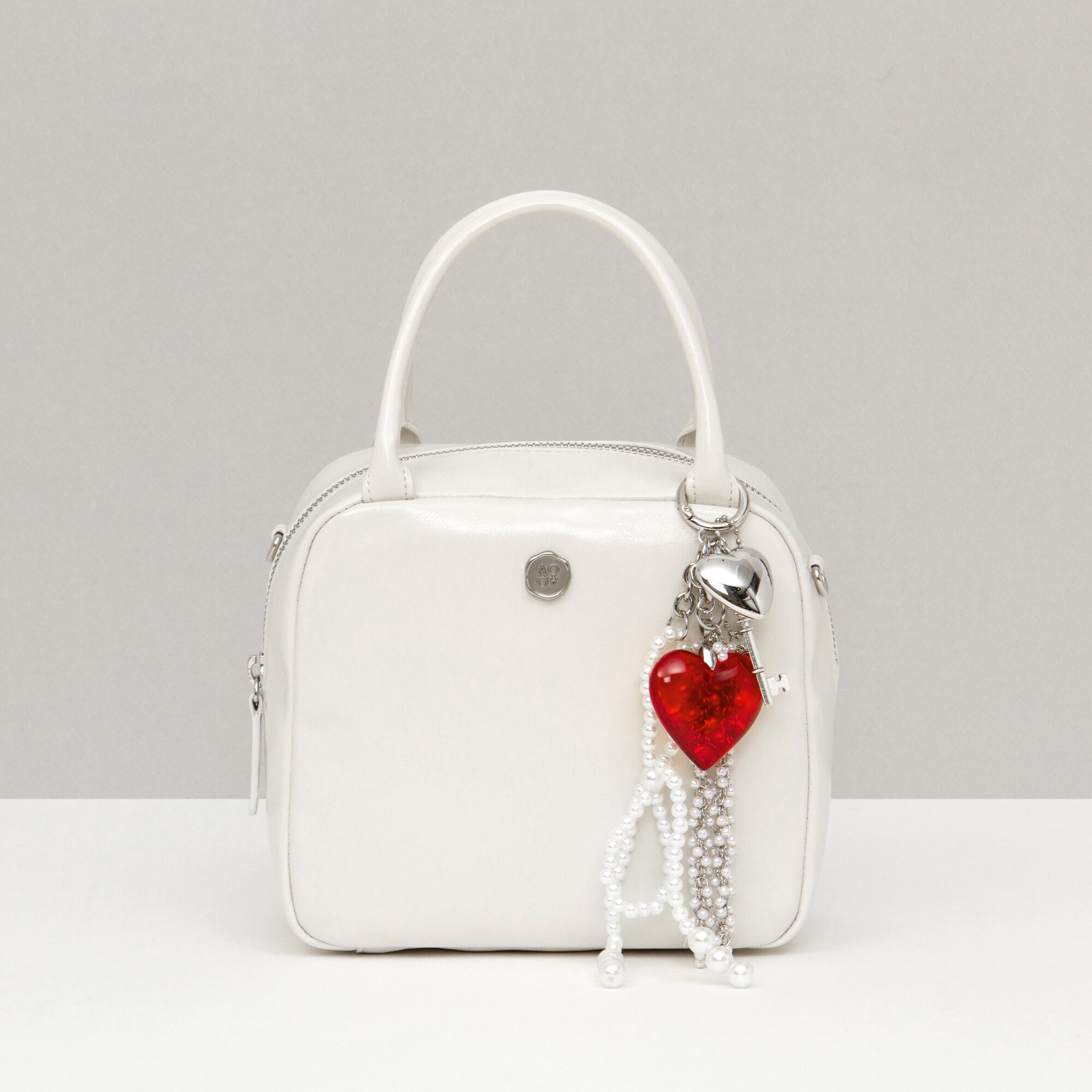 레드 하트 펄 참 키링 RED HEART PEARL CHARM KEYRING