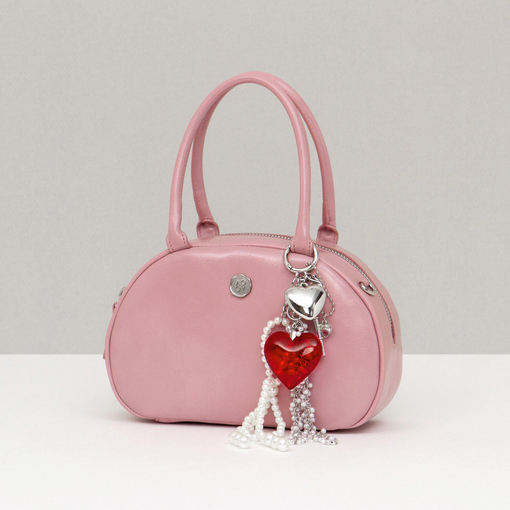 레드 하트 펄 참 키링 RED HEART PEARL CHARM KEYRING
