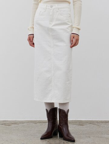 Classic H-Line Split Skirt_IVORY
