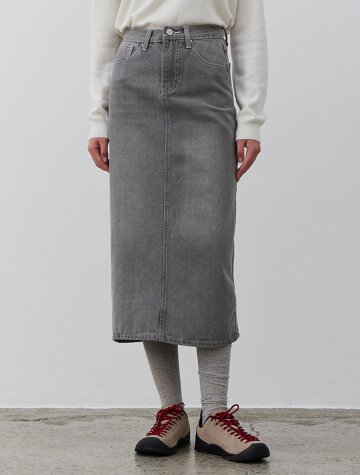 Classic H-Line Split Skirt_GRAY