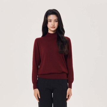 울 블렌드 모크넥 니트 풀오버 (UFJKMN339S-WINE)