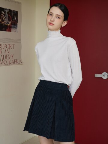 코듀로이 턱 미니 스커트 네이비 [T43]