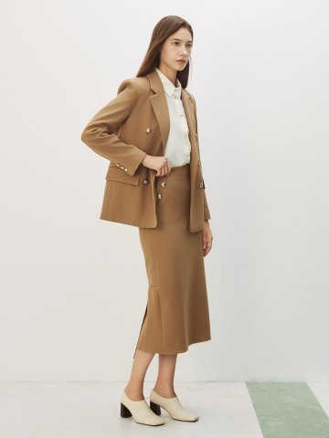 버튼 장식 백 포인트 스커트 