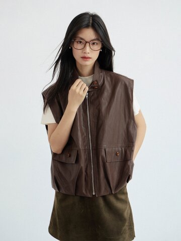 LS_Cargo loose leather vest