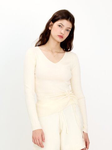 AR_Drawstring v-neck knit top_4color