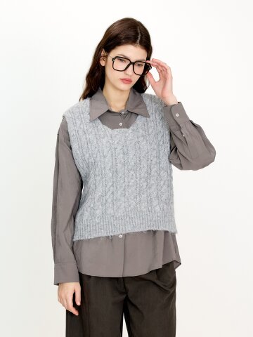 AR_Classic pastel cable vest_5color