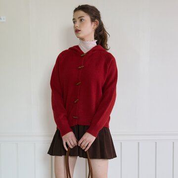 TOGGLE HOODIE CARDIGAN _RED