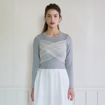 BALLET TIED RIBBON TOP _GREY