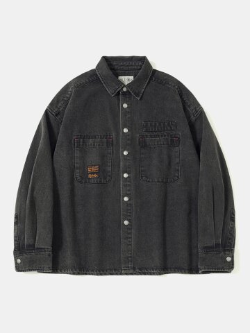 SL-LABEL OVER-FIT DENIM SHIRTS 그레이데님