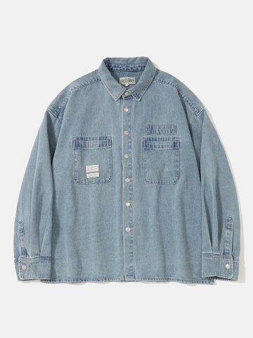 SL-LABEL OVER-FIT DENIM SHIRTS 라이트데님