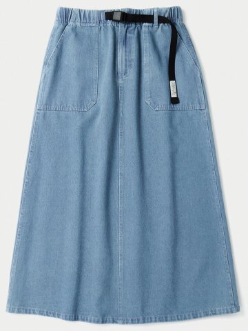 SL-LABEL BELTED DENIM SKIRT 라이트데님