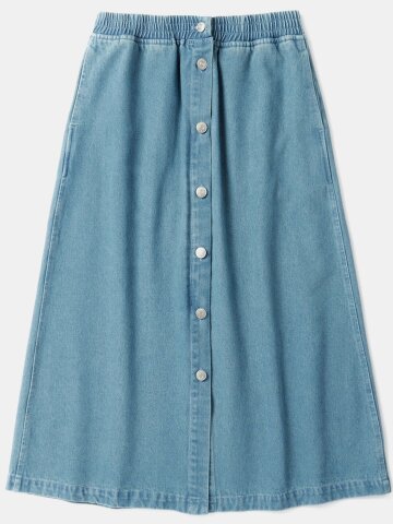 SL-LABEL FRONT BUTTON DENIM SKIRT 라이트데님