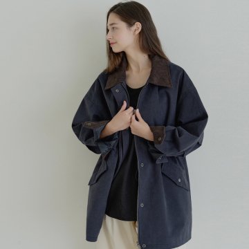 Corduroy Collar Safari Jumper - NAVY