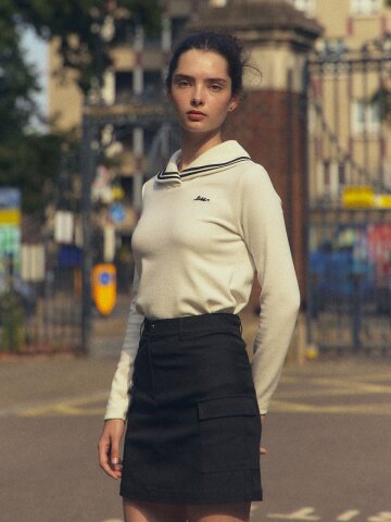 두줄 배색 칼라 티셔츠 (화이트)