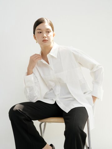 크로스 디테일 오버사이즈 셔츠