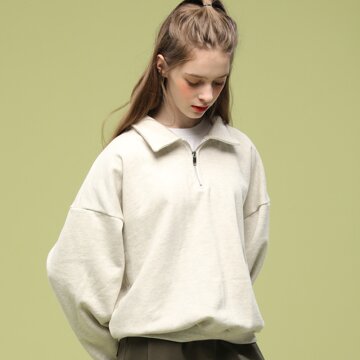 WOMEN 오버핏 아노락 긴팔티셔츠 맨투맨 [오트밀]